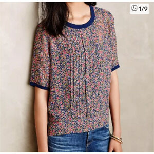 Dainty Vintage Inspired 100% silk pullover Soft Girl Top Small